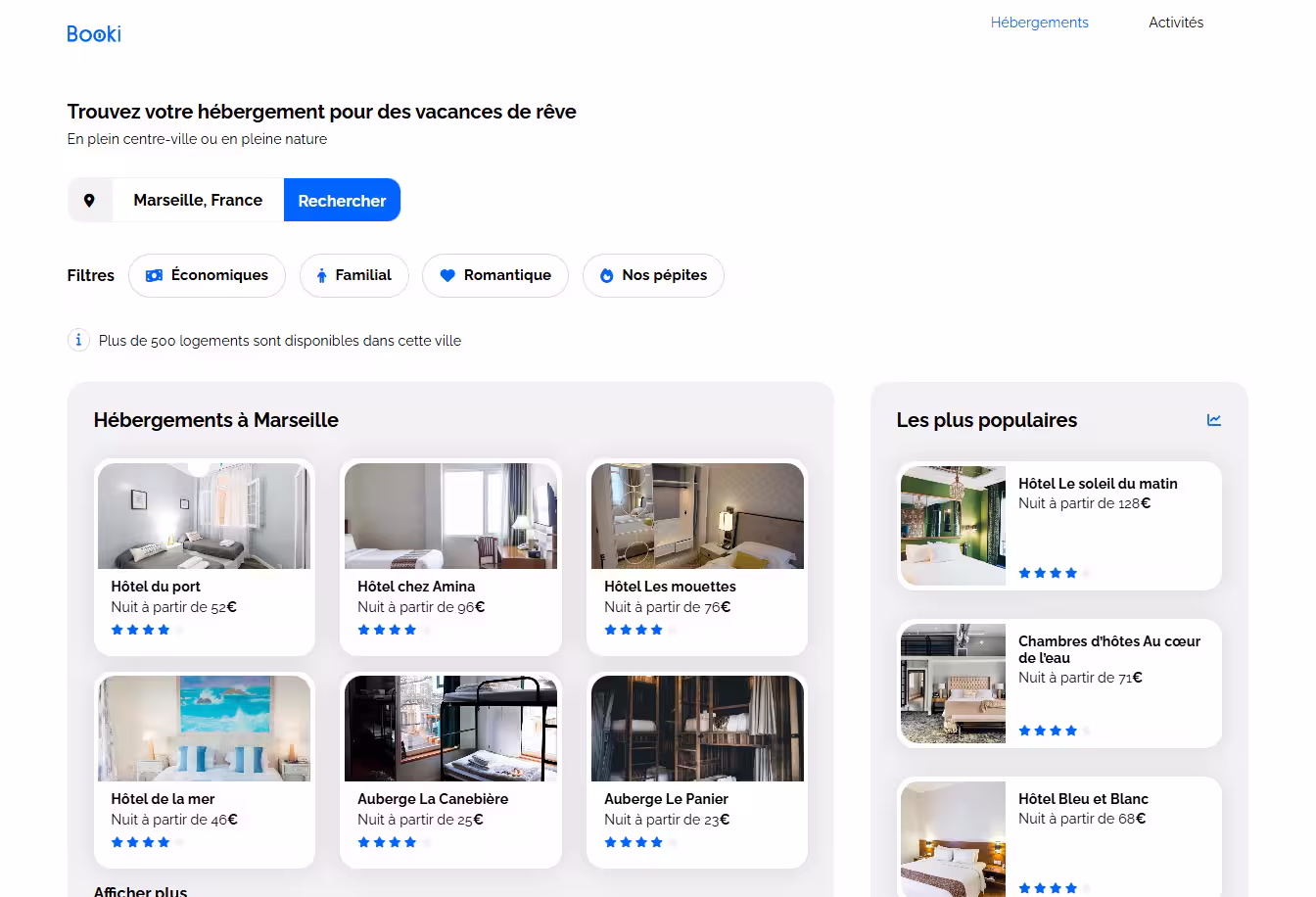 Aperçu du projet Booki - Agence de voyage